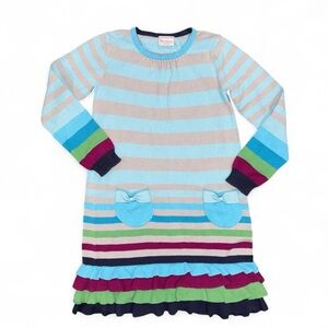 Hanna Andersson Striped and Ruffled Knit Dress Size 140 cm / US 10